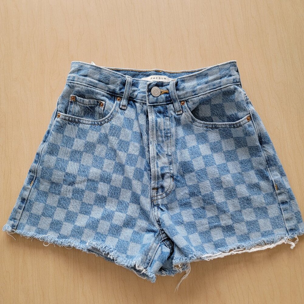 PACSUN Denim Checkered Shorts Size 23